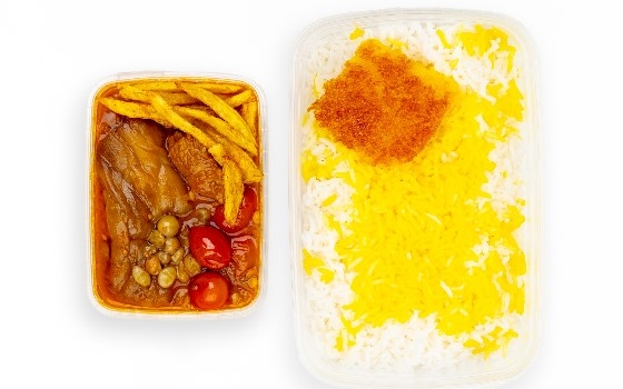 چلوخورشت قیمه سیب و بادمجان